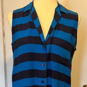 Equipment Silk Sleeveless Blue Top